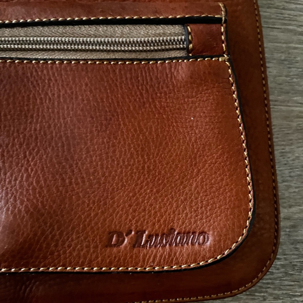 D’Luciano Brown Leather Crossbody Organizer Bag Multi Zip Travel Purse - Picture 4 of 9